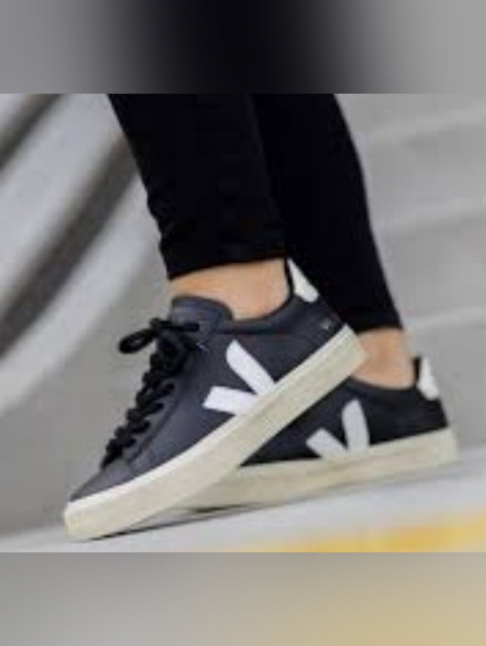 Veja Campo Black Low-Top Women's Sneakers with White V Logo